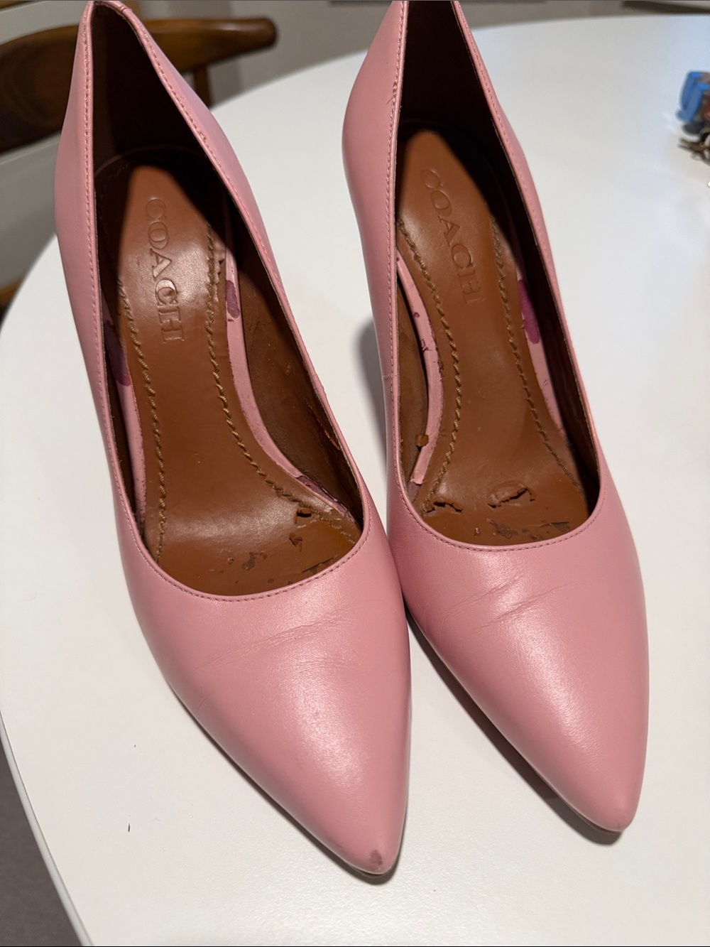 Coach Pink Leather Pointed Toe Heels